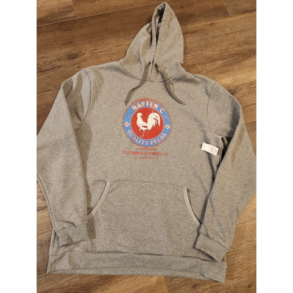 Men's XXL Rafter C Gray Graphic Hoodie Rafter C Quality Feeds Rooster 🤠